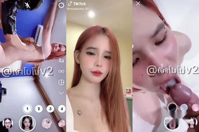 คลิปหลุดมาใหม่ คนดังติ๊กต๊อก เจ้าโมโม่ movarisara_03 หัวแดงหน้าสวย อมควยแล้วขึ้นขย่มเย็ด จัดท่าหมาต่อ นั่งอมควยอ้าปากรับน้ำเงี่ยนอย่างฟิน (1/1)